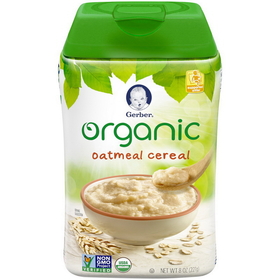 Gerber Organic Whole Grain Oatmeal Cereal 8 Ounces - 3 Per Pack - 2 Packs Per Case