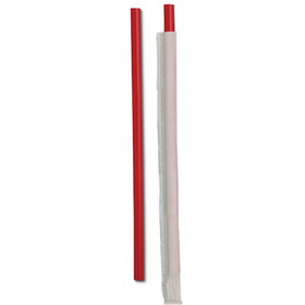 D &amp; W Fine Pack 10.25 Inch Tall Giant Individually Wrapped Red Straw, 300 Each, 4 per case