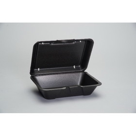 Genpak 9.19 Inch X 6.5 Inch X 2.875 Inch Black Large Deep All Purpose Foam Hinged Container, 100 Each, 2 per case