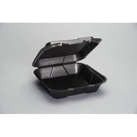 Genpak 9.25 Inch X 9.25 Inch X 3 Inch Black Large Snap It Foam Hinged Dinner Container, 100 Each, 2 per case