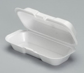 Hot Dog Foam Hinged Container 7.38 X 3.56 X 2.25 White