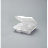 Genpak 9.25 Inch X 9.25 Inch X 3 Inch White Large 3 Compartment Snap It Foam Hinged Dinner Container, 100 Each, 2 per case