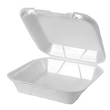 Genpak 8.25 Inch X 8 Inch X 3 Inch White Medium Snap It Foam Hinged Dinner Container, 100 Each, 2 per case