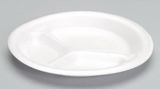 Genpak Celebrity 9 Inch White 3 Compartment Foam Plate, 125 Each, 12 per case