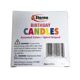 Sterno Sterno Candle Lamp Spiral Stripe Birthday Candle, 36 Count, 12 per case