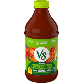 V8 Original Low Sodium Vegetable Juice, 46 Fluid Ounces, 6 per case