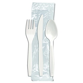 D &amp; W Fine Pack Senate Fork, Knife, And Teaspoon Individually Wrapped White Cutlery Kit, 250 Each, 250 Per Box, 1 Per Case