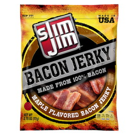 Slim Jim Maple Bacon Jerky 2.75 Ounce Bags - 8 Bags Per Case