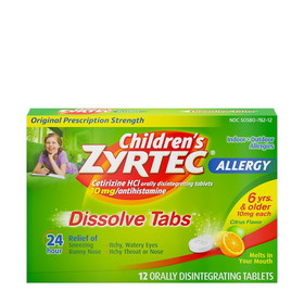 Zyrtec Allergy Dissolve Tab Citrus, 12 Count, 6 Per Box, 4 Per Case