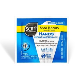 Sani Professional/Nice Pak Sani-Hands Packets Sanitizing Wipes, 150 Count, 20 per case