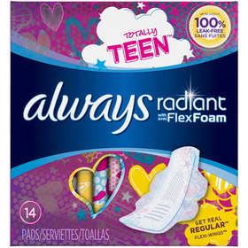 Always Radiant Infinity Teen Regular With Wings, 14 Count, 12 per case