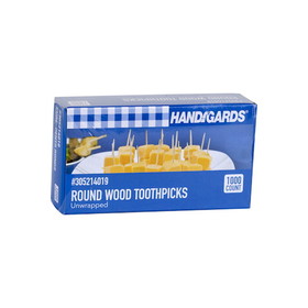 Handgards 2.5 Inch Round Wood Toothpick, 1000 Each, 12 per case