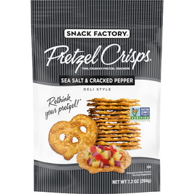 Snack Factory Pretzel Crisps Sea Salt &amp; Cracked Pepper, 7.2 Ounces, 12 per case