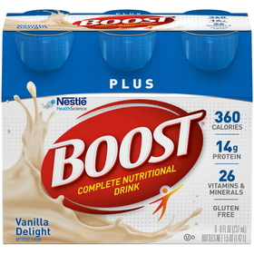 Boost Plus Ready To Drink Vanilla Nutritional Beverage, 8 Fluid Ounces, 6 per box, 4 per case