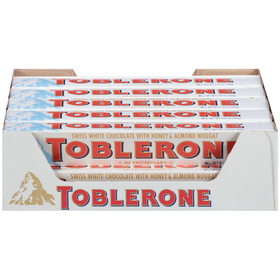 Toblerone Candy Chocolate Bar White Chocolate, 3.52 Ounces, 20 per box, 4 per case