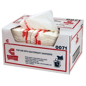 Chicopee Chix 13" X 21" Pro-Quat Foodservice, White With Red Print, Medium-Heavy Duty Towel With Microban, 1 Piece, 1 per case
