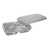D & W Fine Pack 4 Cell With Center Dip Cup Platter, 100 Each, 1 per case
