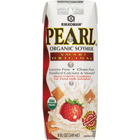 Kikkoman Pearl Organic Smart Original Soymilk, 8 Fluid Ounces, 24 per case