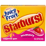 Juicy Fruit Strawberry Starburst Gum 15 Pieces - 10 Per Pack - 12 Packs Per Case