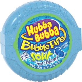 Hubba Bubba Sour Blue Raspberry Gum Tape 2 Ounces - 12 Per Pack - 12 Packs Per Case