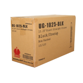 Goldmax Unwrapped 10.25 Inch Giant Black Straw, 150 Count, 10 per case