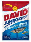David Roasted And Salted Buffalo Style Ranch Jumbo Sunflower Seeds, 5.25 Ounces, 12 per case