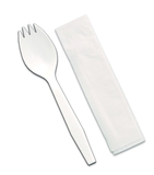 D & W Fine Pack Senate 10 Inch X 10 Inch White 1 Ply Napkin White Spork Cutlery Kit, 1000 Each, 1000 per box, 1 per case