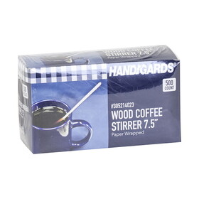 Handgards 7.5 Inch Individually Wrapped Wood Coffee Stirrer, 500 Each, 500 Per Box, 10 Per Case