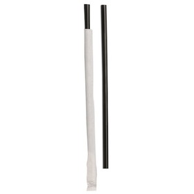 D &amp; W Fine Pack 8.5 Inch Giant Individually Wrapped Ebony Black Straw, 300 Each, 24 per case