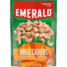 Emerald Nut Cashew Whole Roasted &amp; Salted, 5 Ounces, 6 per case