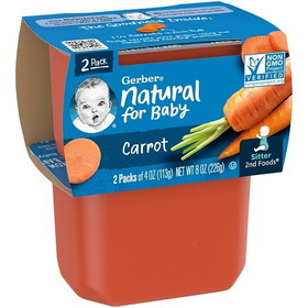 Gerber 2Nd Foods Carrot Baby Food Kosher 4 Ounce Cups - 2 Per Pack - 8 Packs Per Case