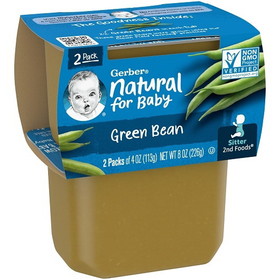 Gerber 2Nd Foods Green Beans Baby Food Kosher 4 Ounce Cups - 2 Per Pack - 8 Packs Per Case