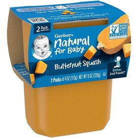Gerber Non-Gmo Butternut Squash Puree Baby Food Tub, 8 Ounce, 8 per case