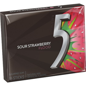 Five Sour Strawberry Gum, 15 Piece, 12 per case