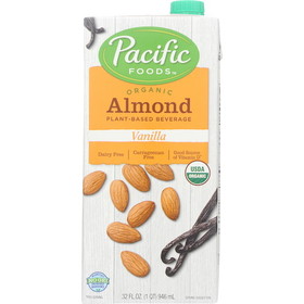 Pacific Foods Organic Vanilla Almond Milk, 32 Fluid Ounces, 12 per case