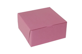 Boxit 8 Inch X 4 Inch X 4 Inch Strawberry Pink 1 Piece Cornerlock Bakery Box 200 Per Pack - 1 Per Case