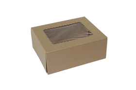 Bakery Box Windowed 1 Piece Kraft 1-125 Each