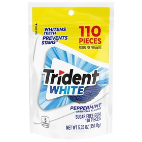 Trident Gum White Peppermint Sugar Free, 110 Count, 4 per case