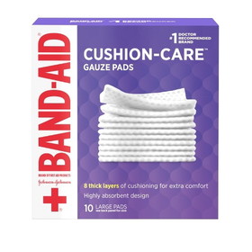 Johnson & Johnson Band-Aid Cushion Care Gauze Large 8 Thick Layers Pad 10 Per Box - 3 Per Pack - 8 Per Case