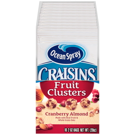 Ocean Spray Craisins Fruit Clusters Cranberry Almond 2 Ounces - 10 Per Pack - 4 Packs Per Case