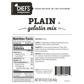 Chefs Companion Plain Gelatin, 1 Pounds, 12 per case
