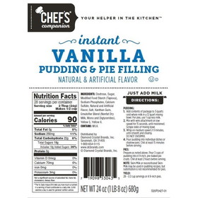 Chefs Companion Instant Vanilla Pudding And Pie Filling, 24 Ounces, 12 per case