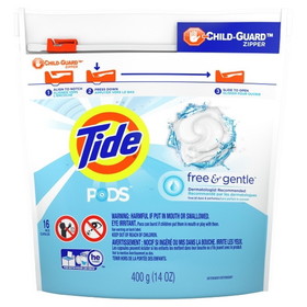Tide Free &amp; Gentle Laundry Detergent Liquid Pod, 12 Ounces, 6 per case