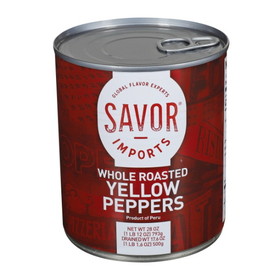 Savor Imports Peppers Yellow Roasted Whole, 28 Ounce, 12 per case