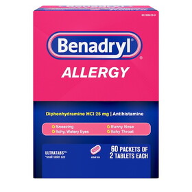 Benadryl Ultratab Allergy Antihistamine Tablets, 120 Count, 12 Per Case