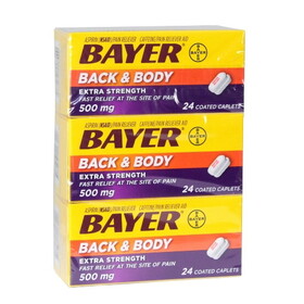 Bayer Back &amp; Body Extra Strength, 24 Piece, 3 Per Box, 12 Per Case