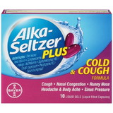 Alka-Seltzer Cold & Cough Liquid Gels Plus, 10 Piece, 3 Per Box, 8 Per Case