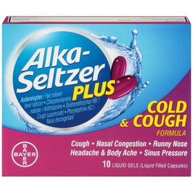 Alka-Seltzer Cold &amp; Cough Liquid Gels Plus, 10 Piece, 3 Per Box, 8 Per Case