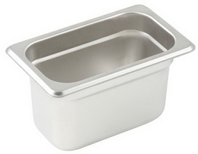 Winco Ninth Size 4 Inch 25 Ga Anti-Jam Stainless Steel Steam Pan 1 Per Pack