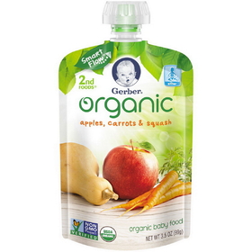 Gerber 2Nd Foods Organic Apple Carrot Squash Baby Food, 3.5 Ounces, 6 per box, 2 per case